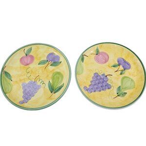 Caleca Frutta Hand Painted Italian Fruit Design 11 1/8”Dinner Plates – Set of 2